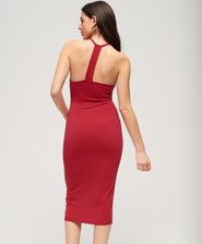 Halter Neck Strappy Back Midi Dress