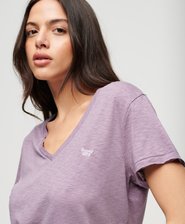 Slub Embroidered V-Neck T-Shirt