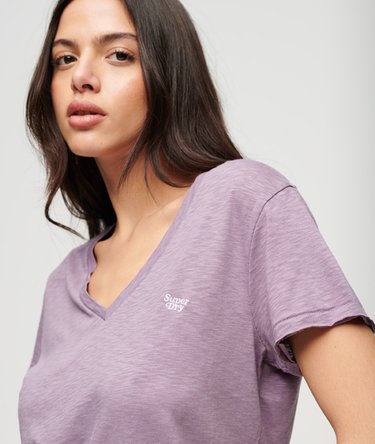Slub Embroidered V-Neck T-Shirt Image 2