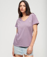 Slub Embroidered V-Neck T-Shirt