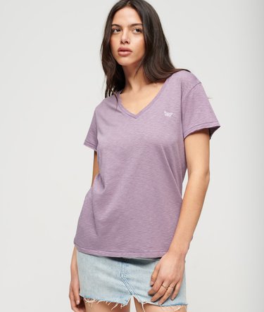 Slub Embroidered V-Neck T-Shirt Image 1