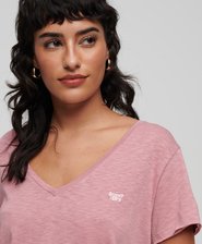 Slub Embroidered V-Neck T-Shirt