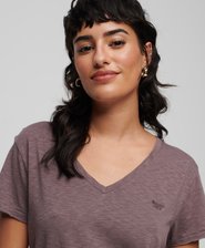 Slub Embroidered V-Neck T-Shirt