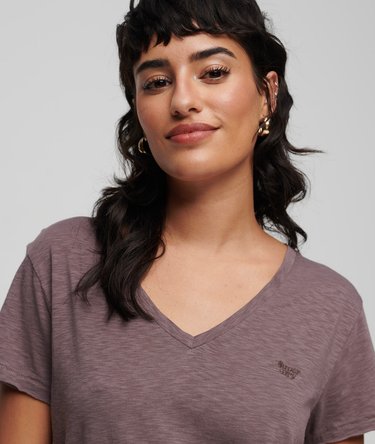 Slub Embroidered V-Neck T-Shirt Image 2