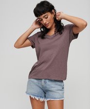 Slub Embroidered V-Neck T-Shirt