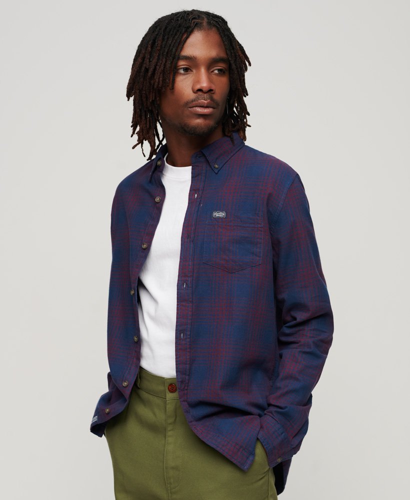 mens Vintage Check Shirt in Navy Port Ombre | Superdry CA-EN