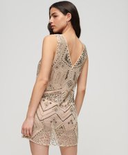 Embellished V Neck Mini Dress