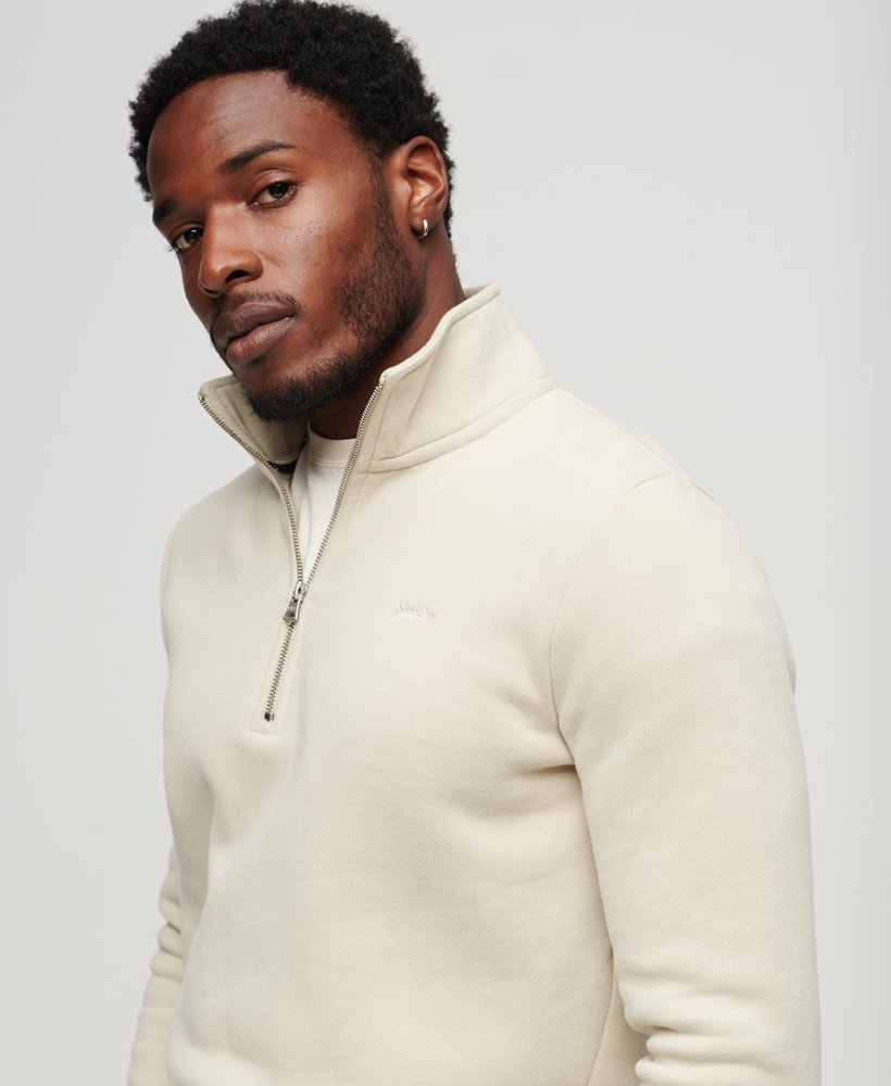 mens Essential Half Zip Sweatshirt in Light Stone Beige | Superdry