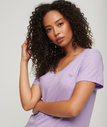 Slub Embroidered V-Neck T-Shirt Image 1