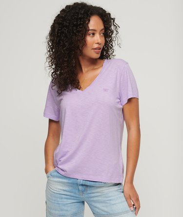 Slub Embroidered V-Neck T-Shirt Image 2