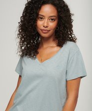 Slub Embroidered V-Neck T-Shirt