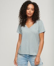 Slub Embroidered V-Neck T-Shirt