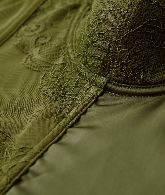 Satin and Mesh Lace Corset Top
