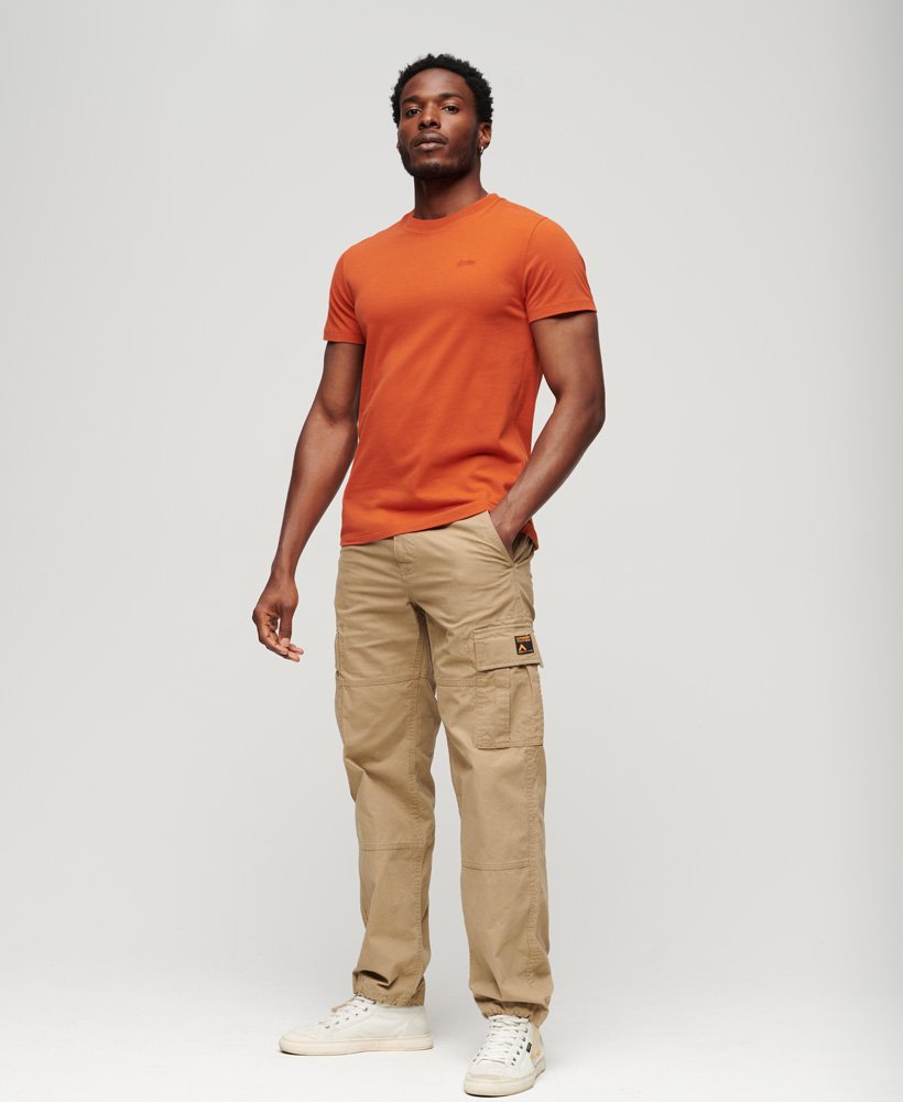 mens Organic Cotton Essential Small Logo T-Shirt in Denim Co Rust