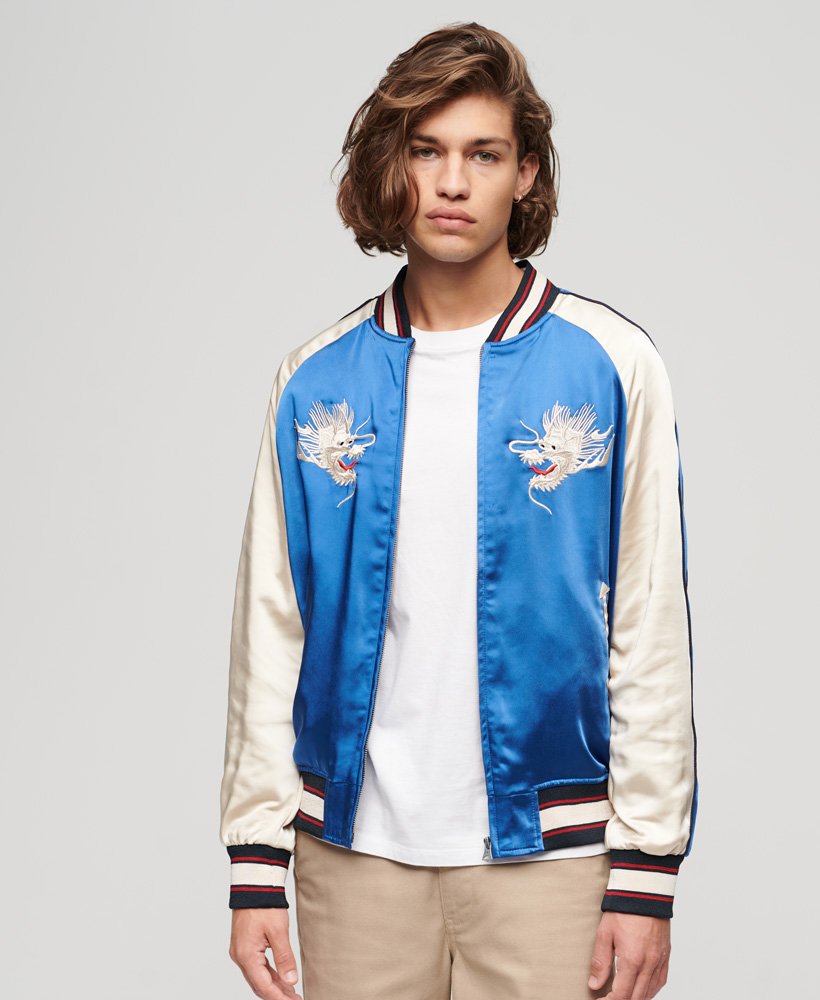 mens Sukajan Embroidered Bomber Jacket in MAZARINE BLUE | Superdry US