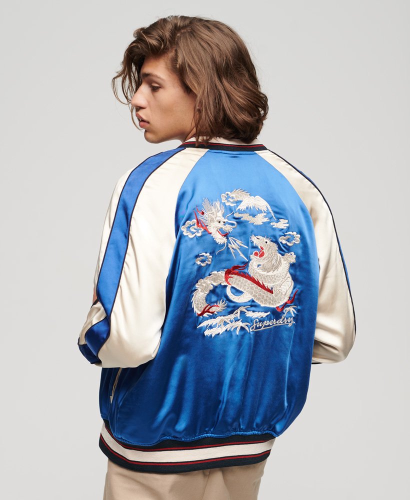 mens Sukajan Embroidered Bomber Jacket in MAZARINE BLUE | Superdry US