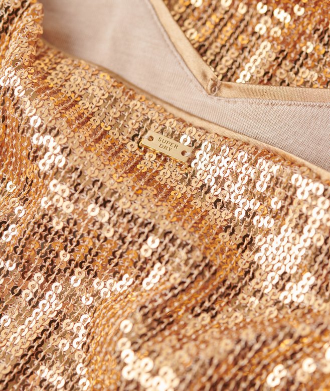 gold sequin cami dress Take Note Cami Strap Criss-Cross Back Mini Dress Sequin Silver/Gold main image 1