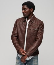 Veste en cuir style ann&eacute;es 70