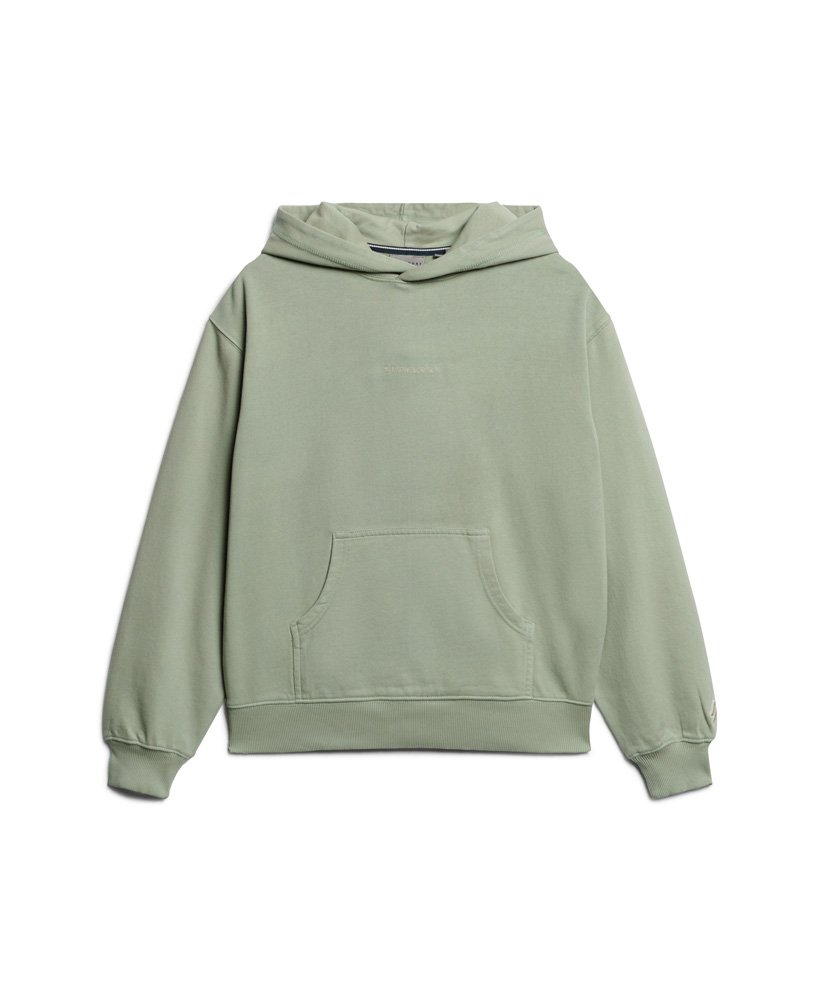 womens Micro Logo Embroidered Boxy Hoodie in Light Jade