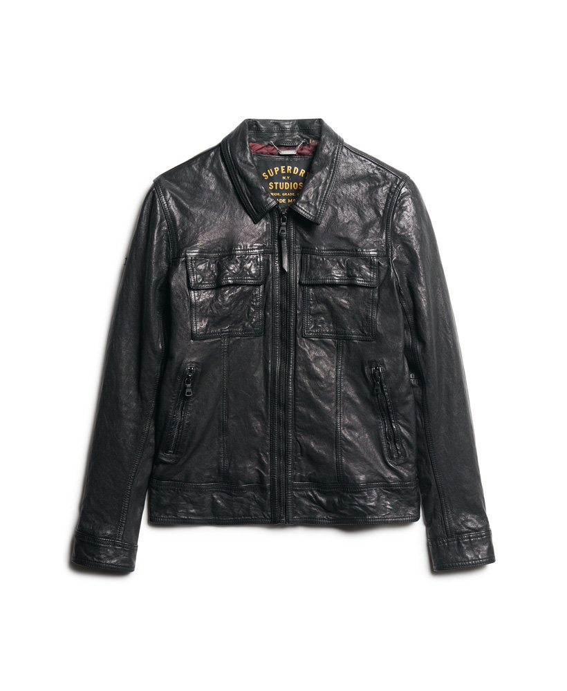 ジャケット・アウター Superdry Men's Seventies Leather Jacket mens 70s Leather Jacket in Black | Superdry US