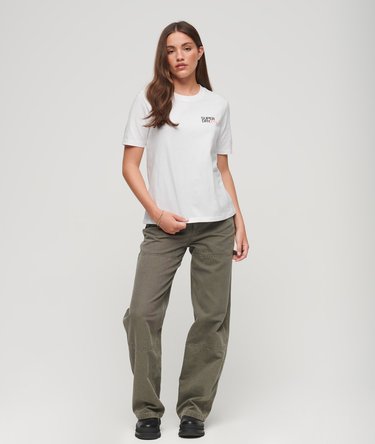 Superdry Sportswear Logo Relaxed Tee – T-Shirt Donna, Bianco Brillante, Taglia 44