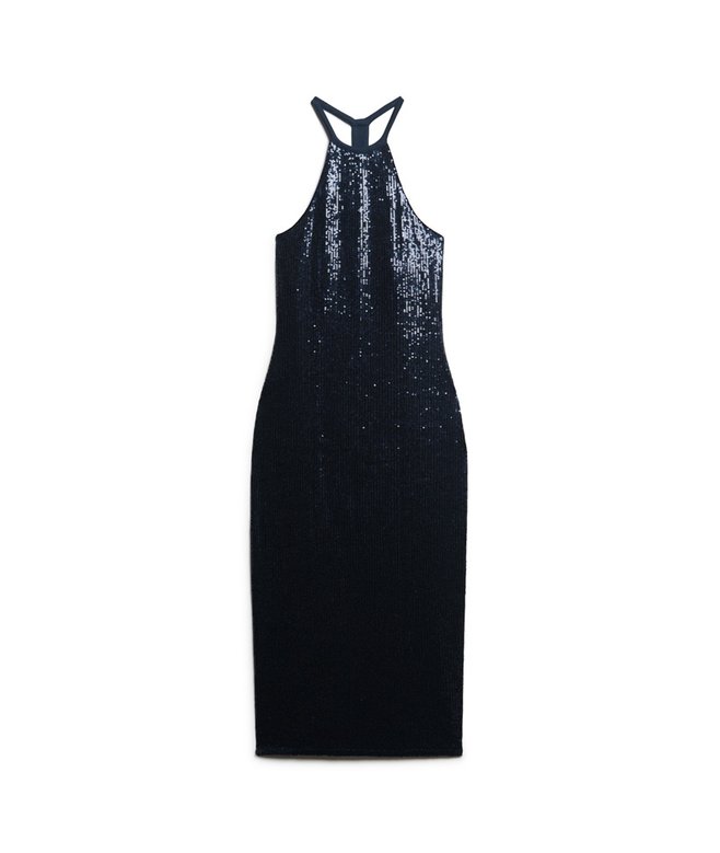 Sequin Halter Neck Midi Dress