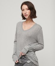 Long Sleeve Jersey V-Neck Top