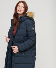 Faux Fur Hooded Longline Puffer Coat