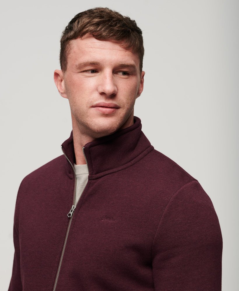 mens Essential Logo Zip Track Top in Track Burgundy Marl