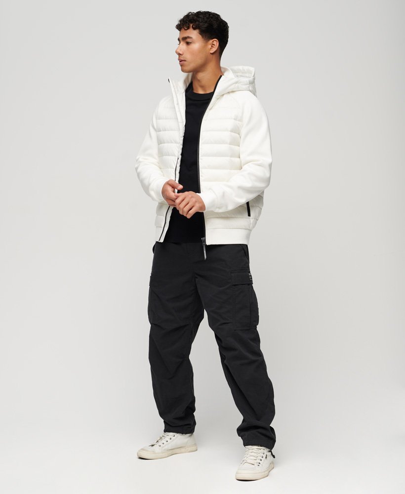 mens Hooded Storm Hybrid Padded Jacket in New Chalk White