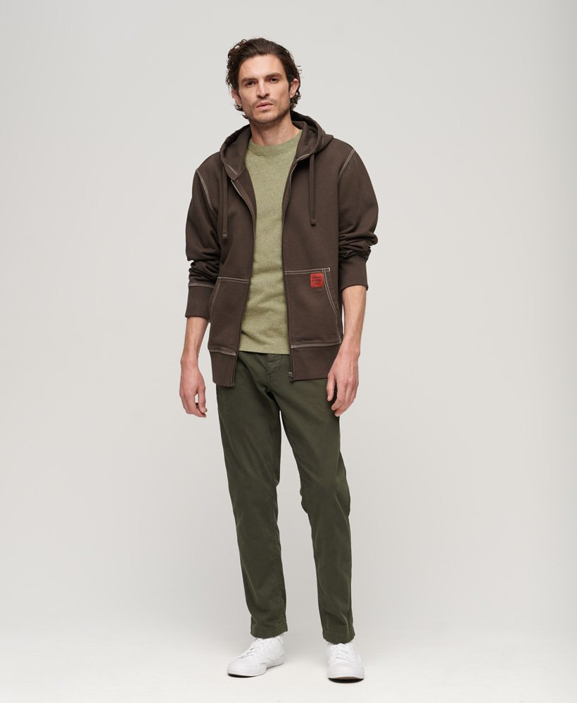 mens Contrast Stitch Relaxed Zip Hoodie in Dusk Brown | Superdry US