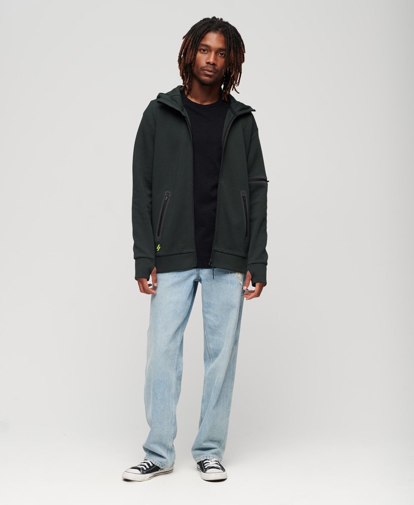 mens Gymtech Zip Up Hoodie in Academy Dark Green | Superdry