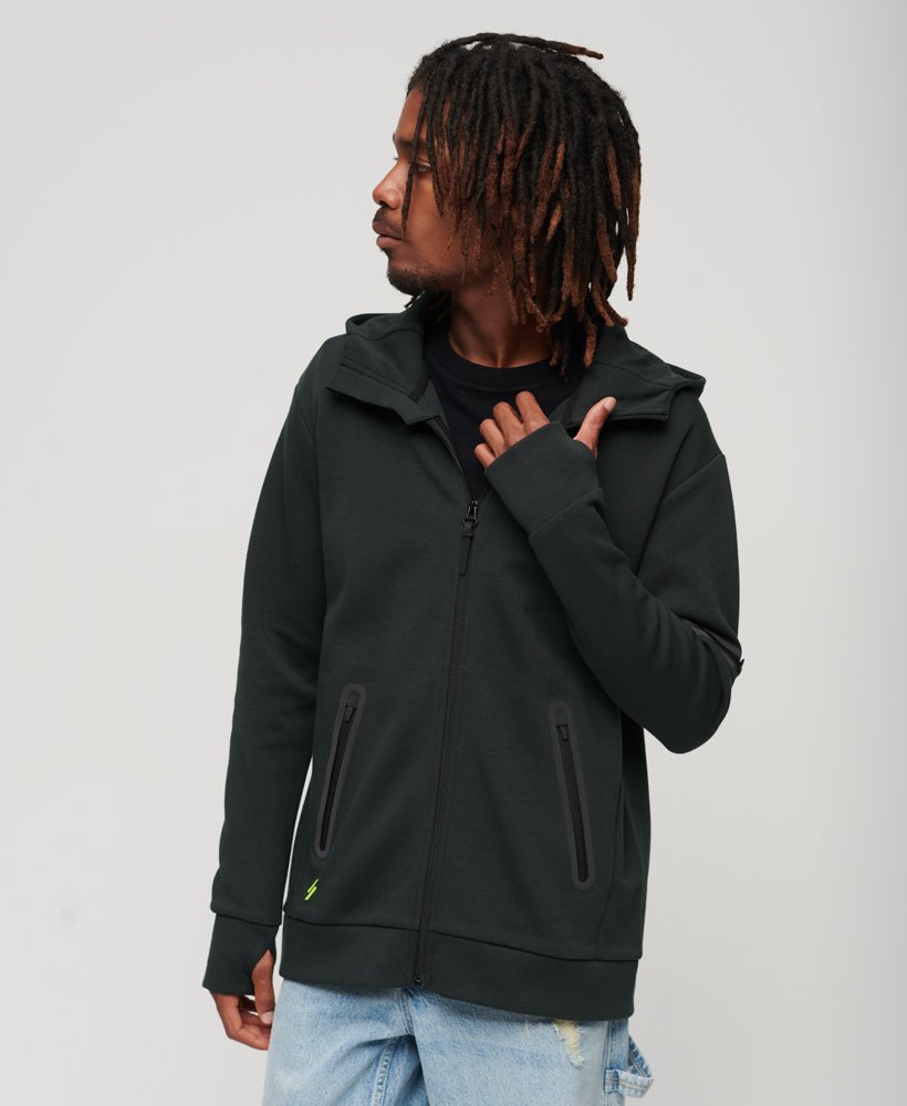 mens Gymtech Zip Up Hoodie in Academy Dark Green | Superdry