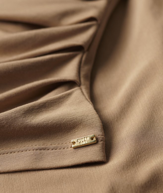 Long Sleeve Ruched Mock Neck Top