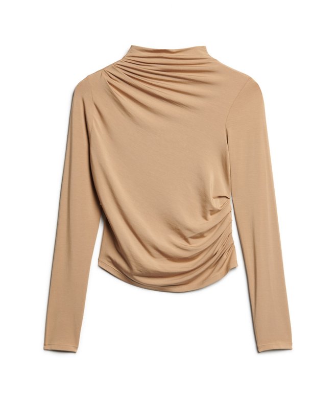 Long Sleeve Ruched Mock Neck Top