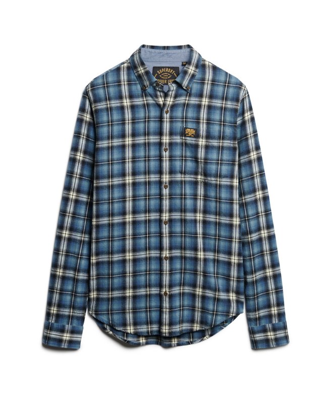 Chemise Orvis Homme Bleu à Carreaux, Taille L, Manches Longues, Coton Stretch, Occasion