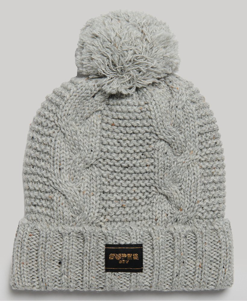 womens Cable Knit Beanie Hat in Ice Grey Fleck | Superdry CA-EN