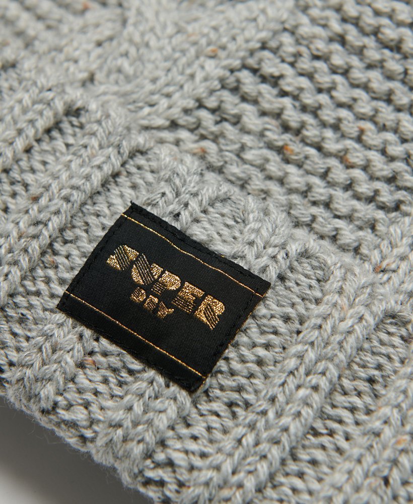 womens Cable Knit Beanie Hat in Ice Grey Fleck | Superdry CA-EN