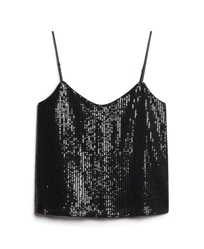 black sequin cami top