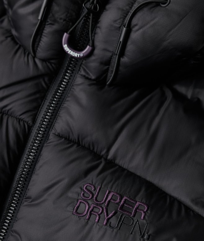 womens Sports Puffer Bomber Jacket in Black Superdry UK