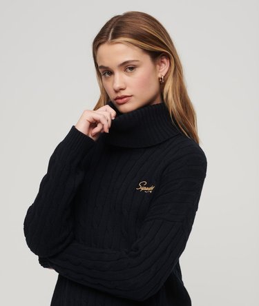 Cable Roll Neck Knitted Jumper Image 2