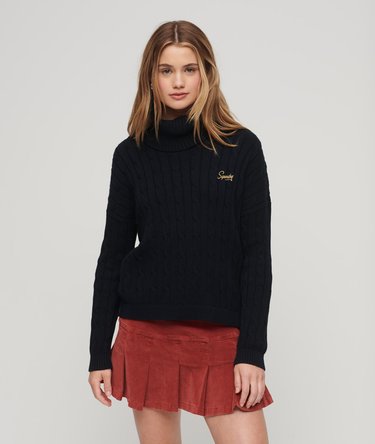 Cable Roll Neck Knitted Jumper Image 1