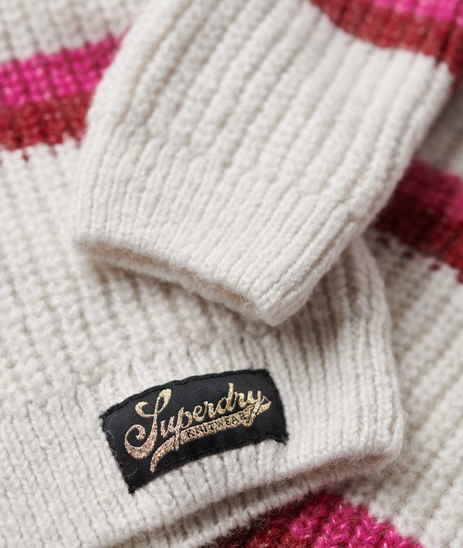 Stripe Cropped Roll Neck Jumper
