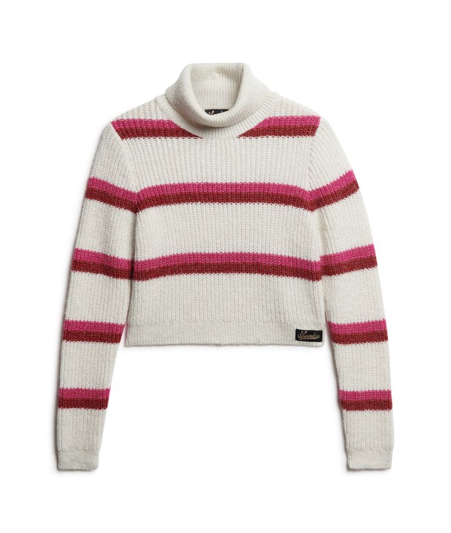 Stripe Cropped Roll Neck Jumper