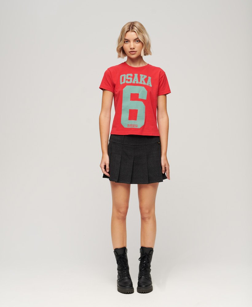 womens Osaka 6 Kiss Print 90s T-Shirt in REBEL RED | Superdry US