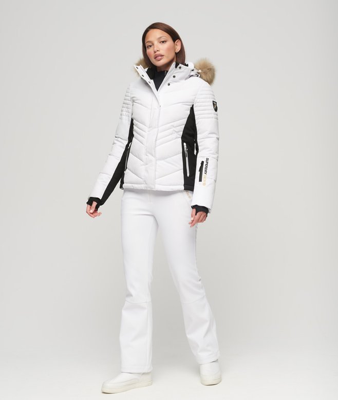 womens Ski Luxe Puffer Jacket in WHITE Superdry CA-EN