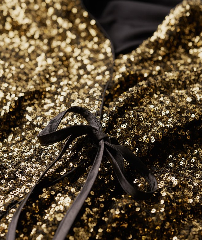 womens Sequin Wrap Mini Dress in Gold Mega Sequin | Superdry UK