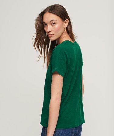 T-shirt con scollo a V e ricamo Slub Image 3