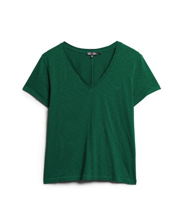 T-shirt con scollo a V e ricamo Slub Image 7
