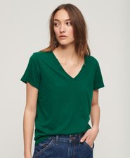Slub Embroidered V-Neck T-Shirt